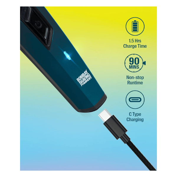 Product Name Bombay Shaving Company Power Play NXT Trimmer Run Time 90 minutes of usage on a full charge Charging USB Type-C for fast charging Comb Attachments 6 adjustable combs for various lengt (5)